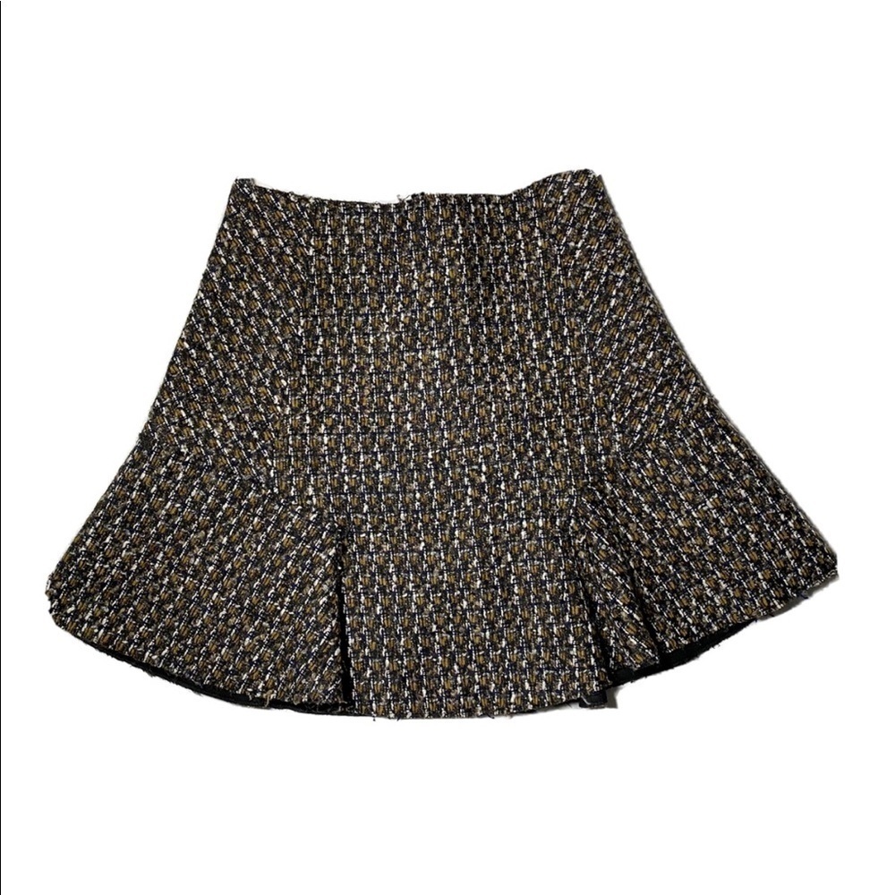 Carven Multicolor Tweed Flared Mini Skirt Sz 36